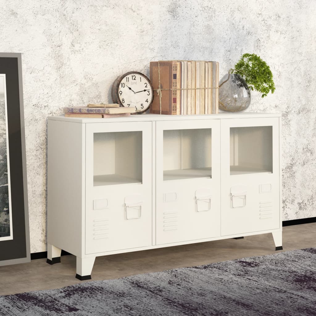 vidaXL Sideboard Industrial Storage Cabinet for Living Room Metal and Glass-7