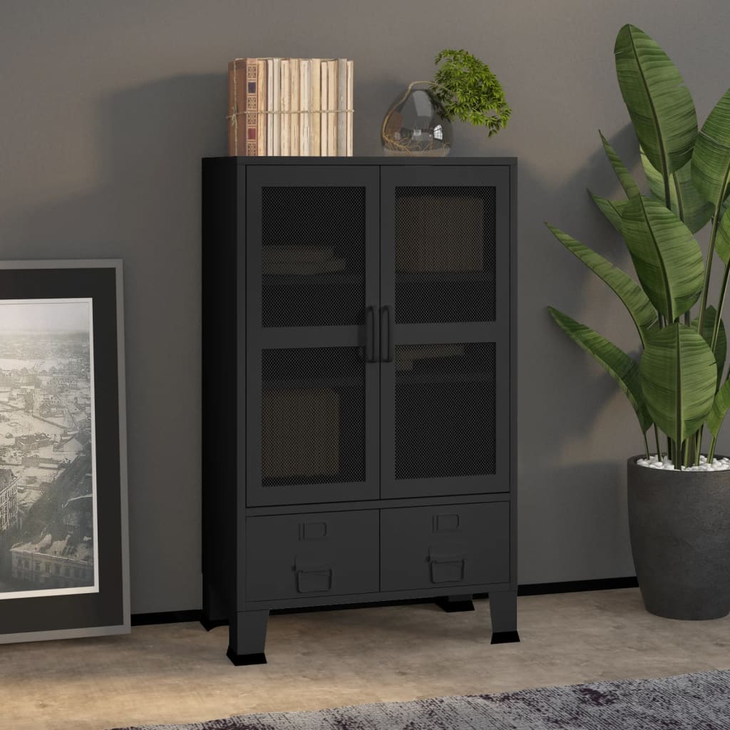 vidaXL Storage Cabinet Office Cabinet with Mesh Doors for Living Room Metal-6