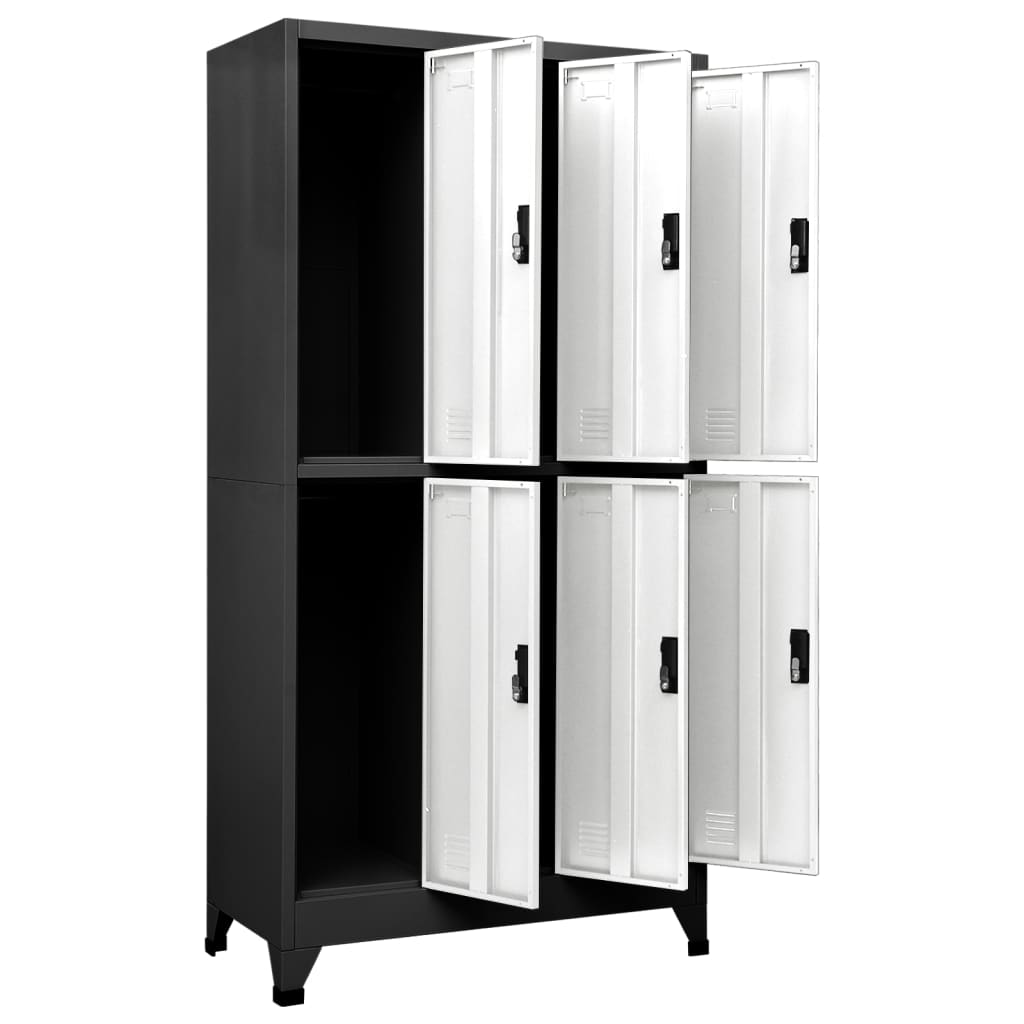 vidaXL Locker Cabinet Anthracite and White 35.4"x17.7"x70.9" Steel-4