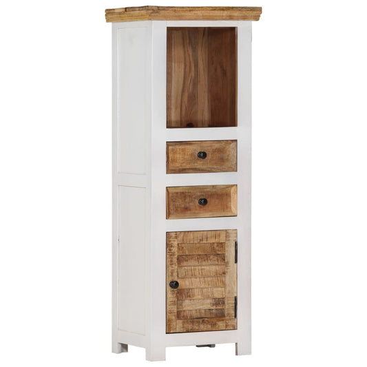 vidaXL Highboard Brown&White 15.7"x11.8"x43.3" Solid Wood Mango and Acacia-0