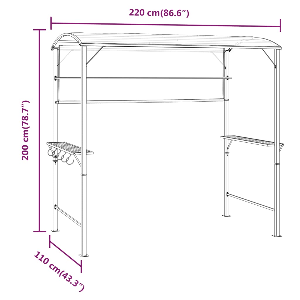 vidaXL Gazebo with Roof 86.6"x43.3"x78.7" Anthracite-4