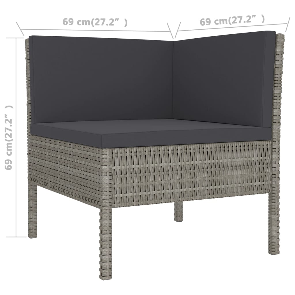 vidaXL 8 Piece Patio Lounge Set with Cushions Poly Rattan Gray-4