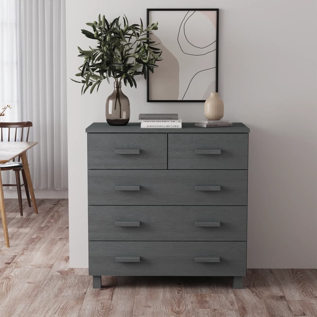 vidaXL Sideboard Bar Buffet Console Cabinet with Drawers HAMAR Solid Wood Pine-5