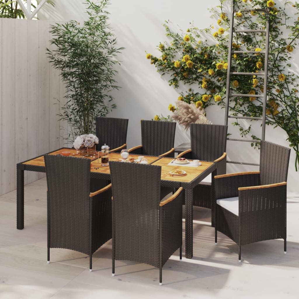 vidaXL Patio Dining Set Outdoor Dining Table and Chairs Poly Rattan Black-9