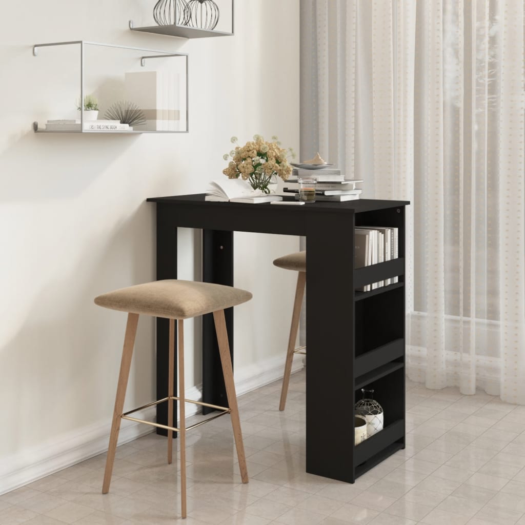 vidaXL Bar Table Kitchen Pub Bistro Table with Storage Rack Engineered Wood-6