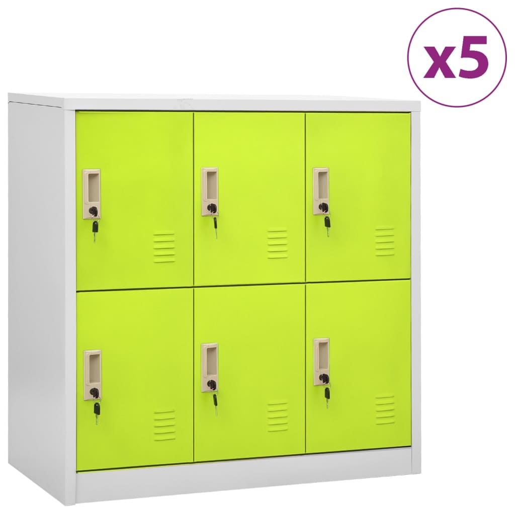 vidaXL Locker Cabinets 5 pcs Light Gray and Green 35.4"x17.7"x36.4" Steel-0