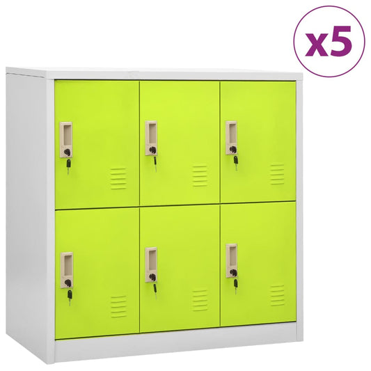 vidaXL Locker Cabinets 5 pcs Light Gray and Green 35.4"x17.7"x36.4" Steel-0