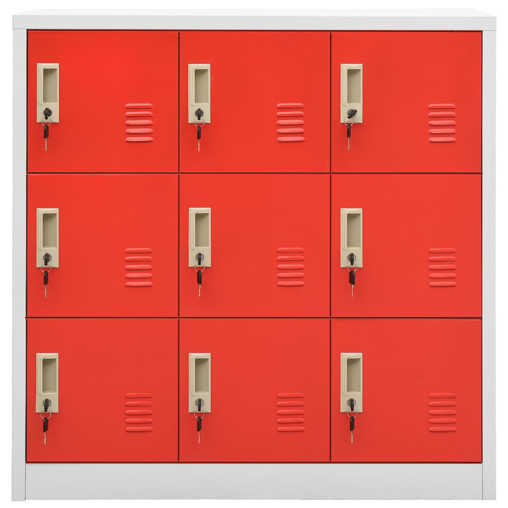 vidaXL Locker Cabinets 5 pcs Light Gray and Red 35.4"x17.7"x36.4" Steel-3