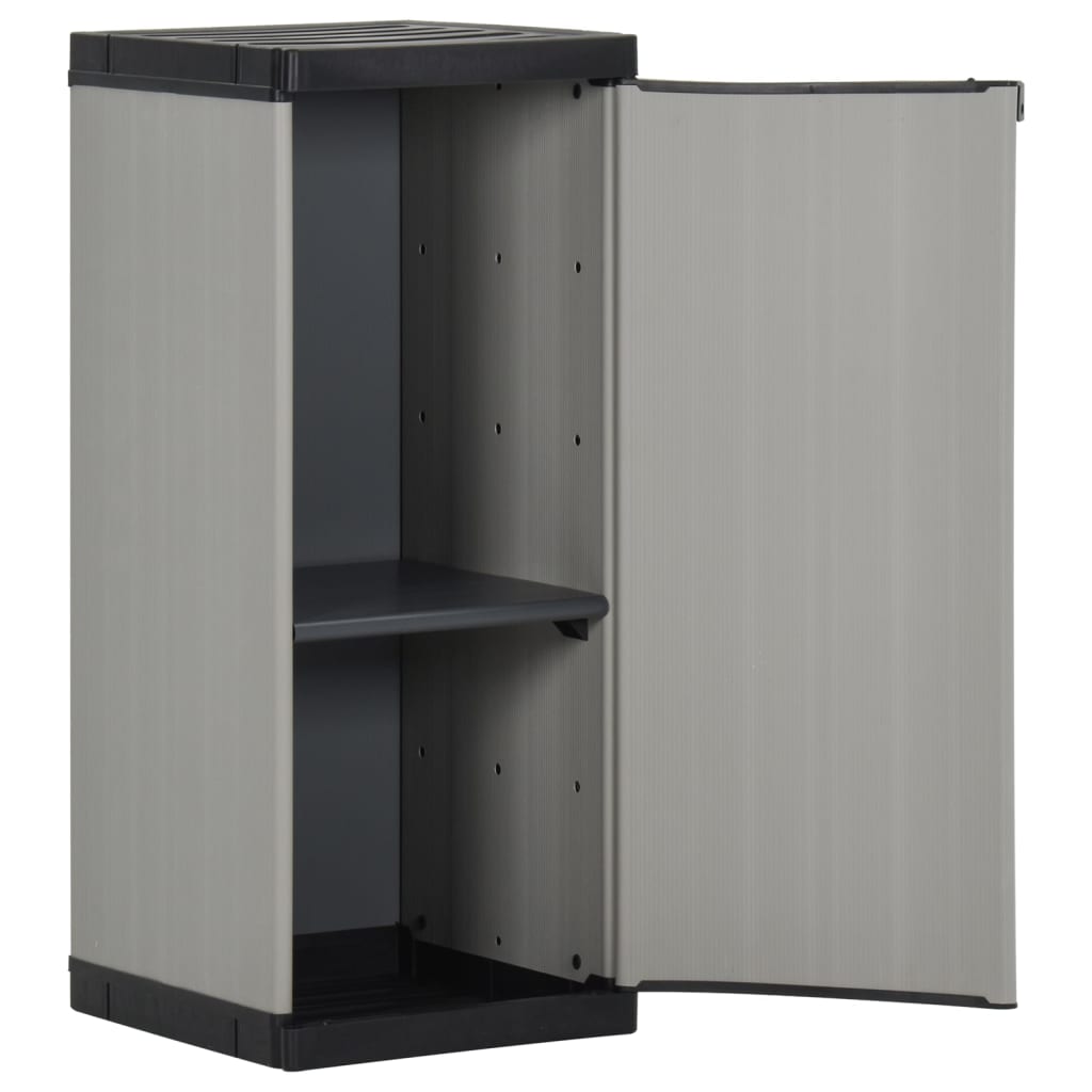vidaXL Garden Storage Cabinet with 1 Shelf Gray and Black 13.8"x15.7"x33.5"-1