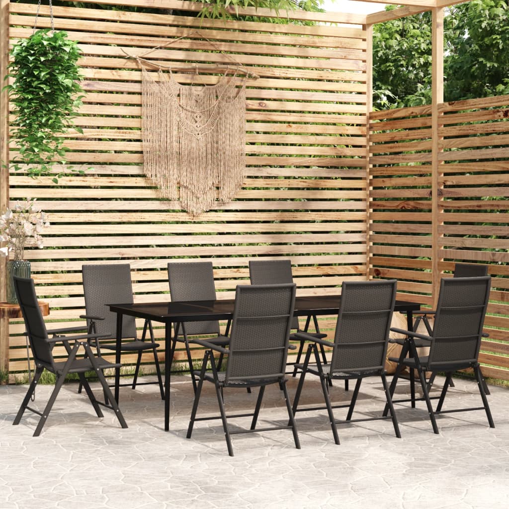 vidaXL Patio Dining Set Black Outdoor Furniture 3/5/7/9 Piece Multi Sizes-9