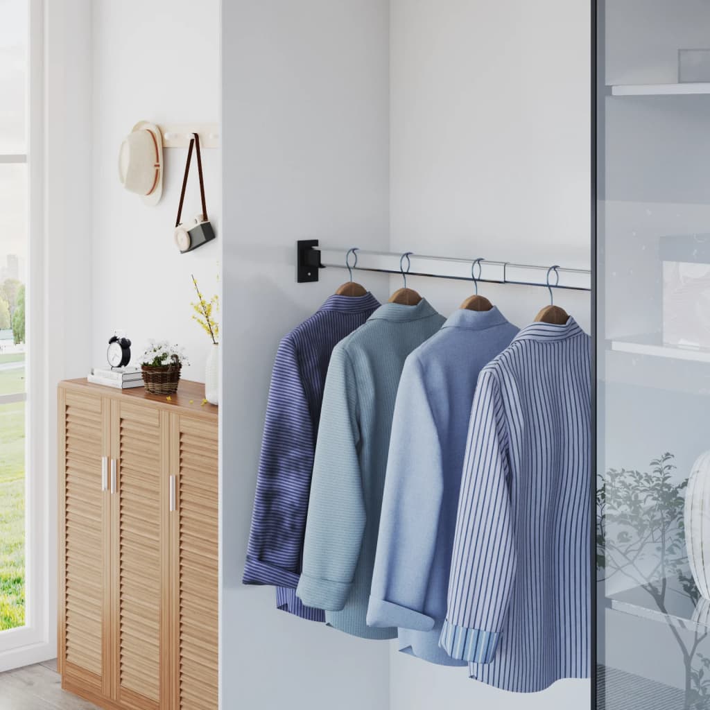 vidaXL Telescopic Wardrobe Rails 2 pcs Silver 22.8"-39.4"-1