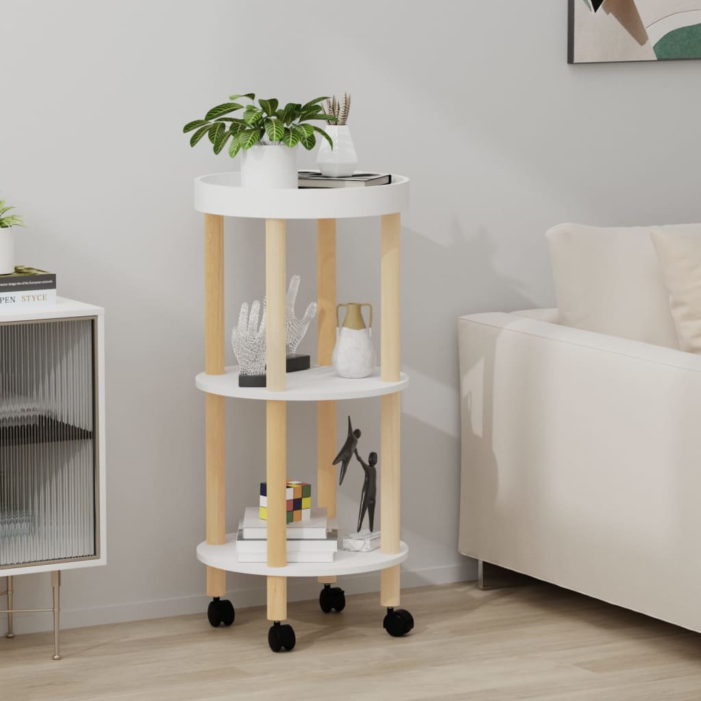vidaXL 3-Tier Rolling Cart Utility Cart with Wheels Trolley Solid Wood Pine