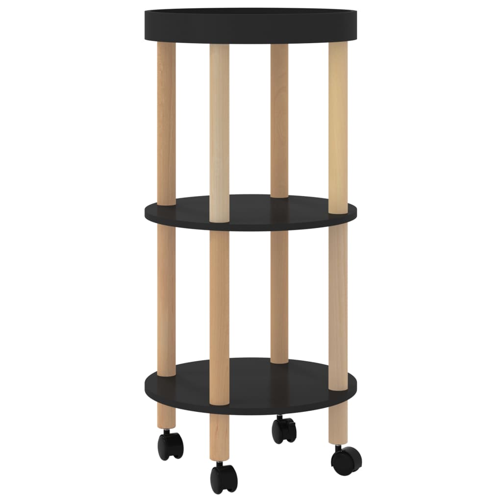 vidaXL 3-Tier Rolling Cart Utility Cart with Wheels Trolley Solid Wood Pine