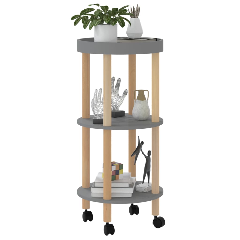 vidaXL 3-Tier Rolling Cart Utility Cart with Wheels Trolley Solid Wood Pine