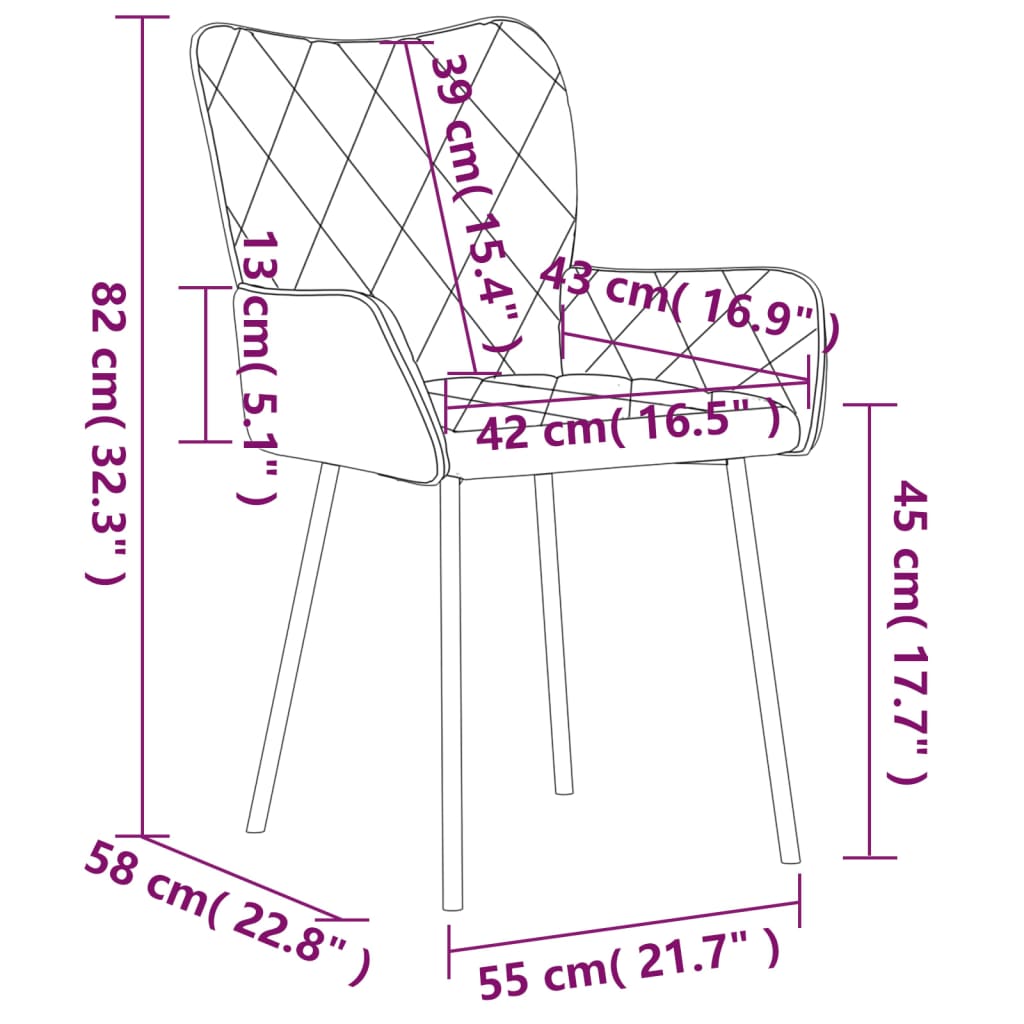 vidaXL Dining Chairs 2 Pcs Accent Upholstered Chair for Living Room Fabric-2