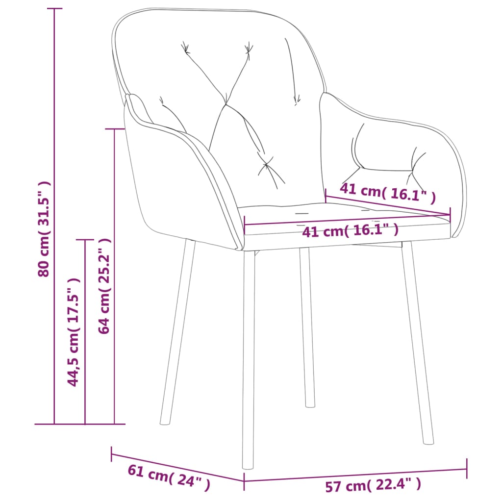 vidaXL Dining Chairs 2 Pcs Accent Upholstered Chair for Living Room Velvet-1