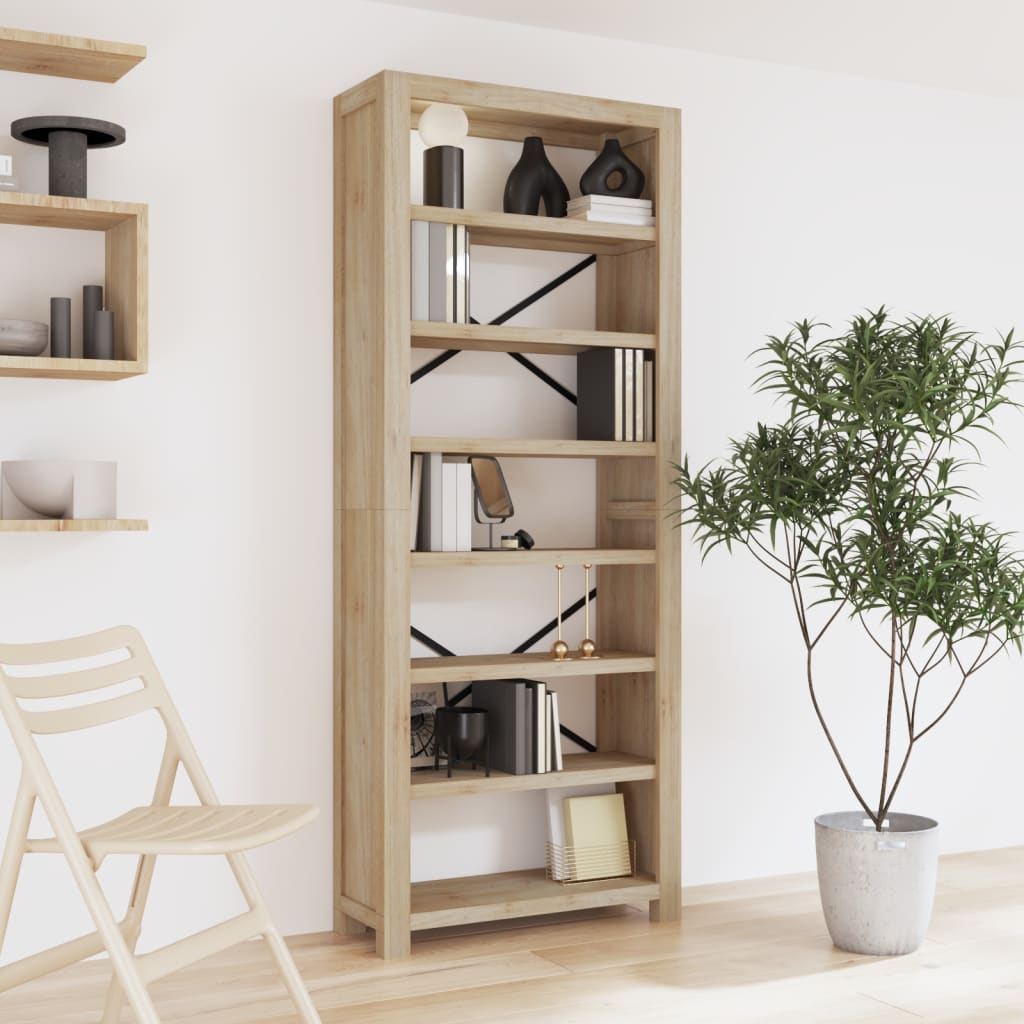 vidaXL Bookshelf Bookcase Display Shelf Rack for Living Room Solid Wood Acacia-5