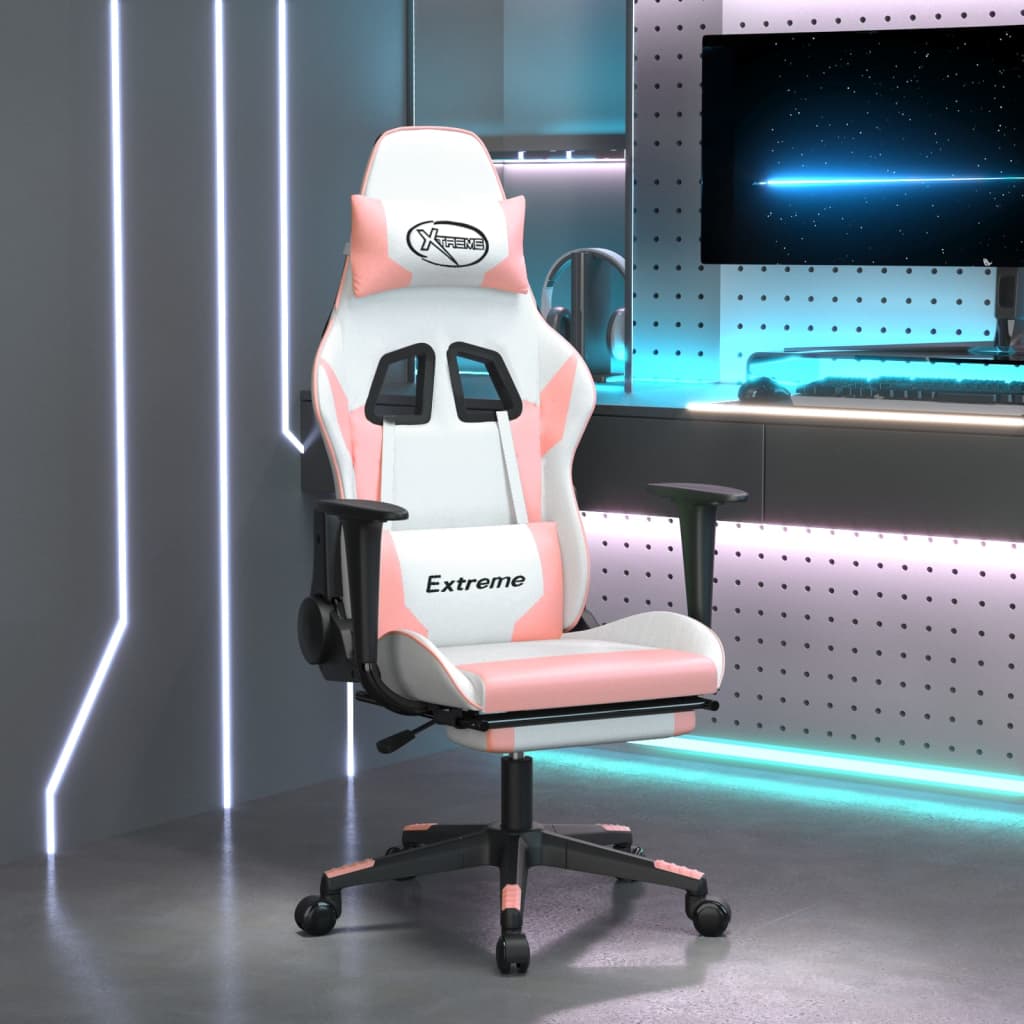 vidaXL Massage Gaming Chair with Footrest Black Faux Leather-13