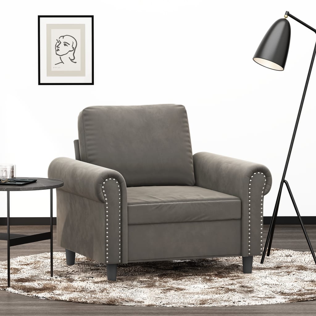 vidaXL Sofa Chair Living Room Accent Upholstered Chair with Armrest Velvet-12