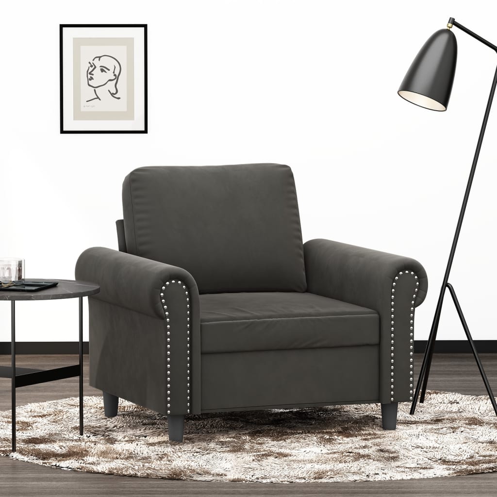 vidaXL Sofa Chair Living Room Accent Upholstered Chair with Armrest Velvet-8