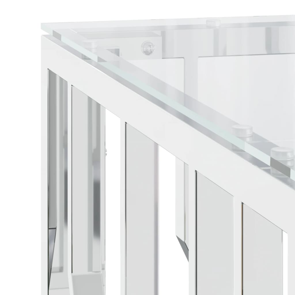 vidaXL Coffee Table 31.5"x31.5"x15.7" Stainless Steel and Glass-3