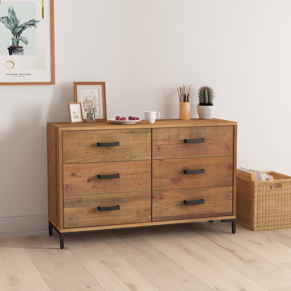 vidaXL Sideboard Bar Buffet Cabinet Console Table with Drawers Solid Wood Pine-5