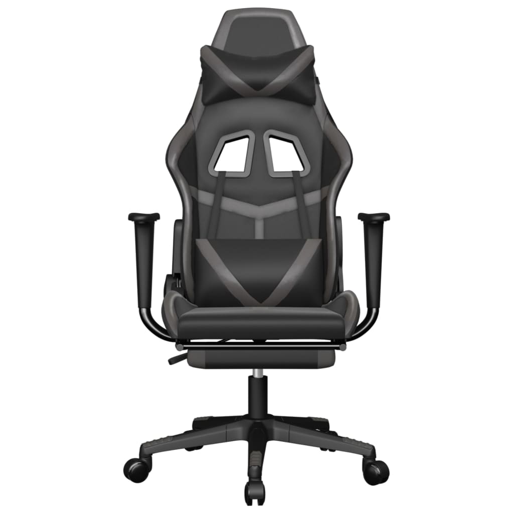 vidaXL Gaming Chair with Footrest Black and Gray Faux Leather-1