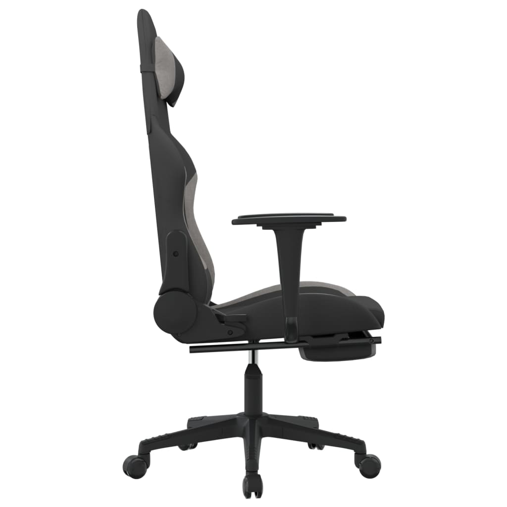 vidaXL Gaming Chair with Footrest Black and Light Gray Fabric