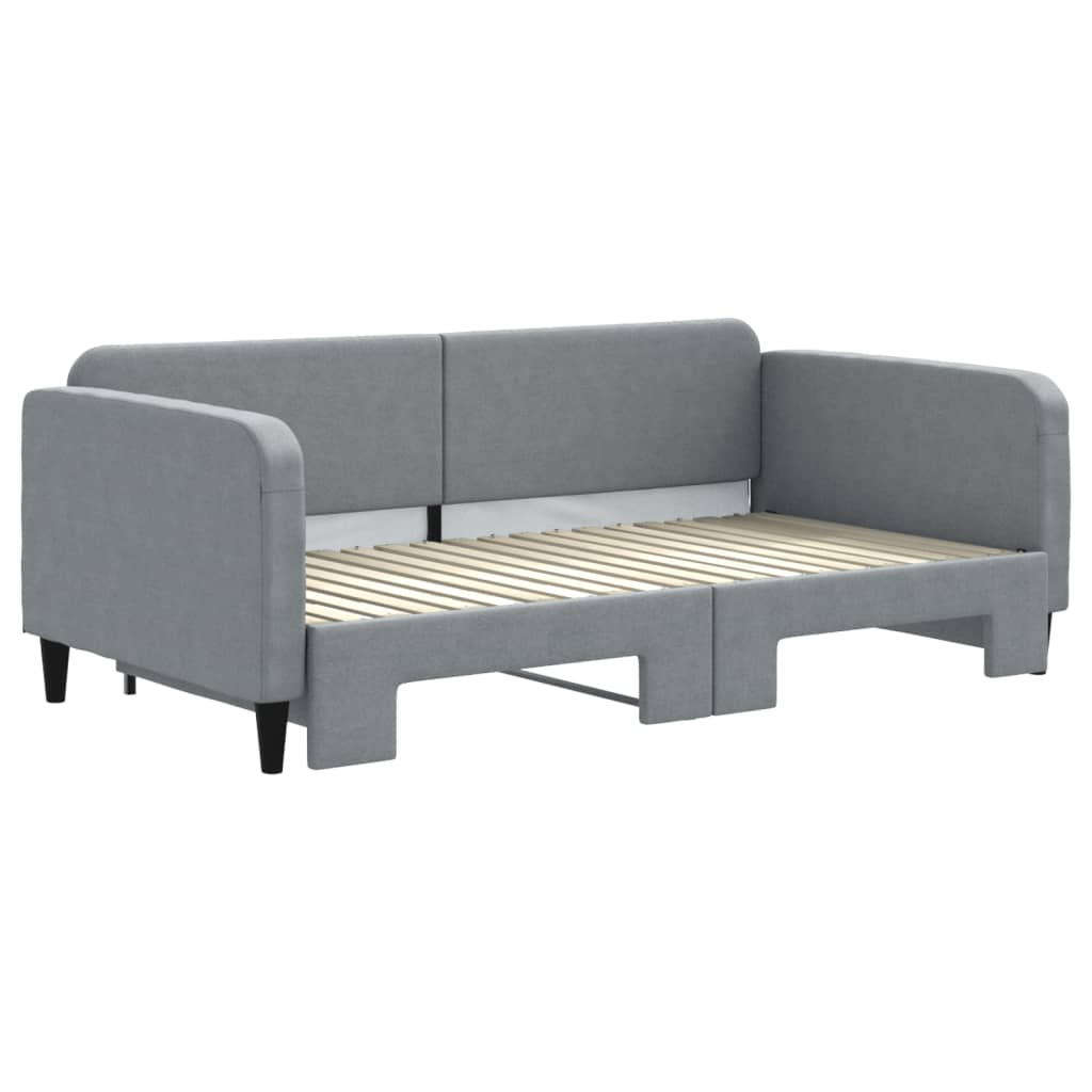 vidaXL Daybed with Trundle Light Gray 39.4"x74.8" Fabric-1