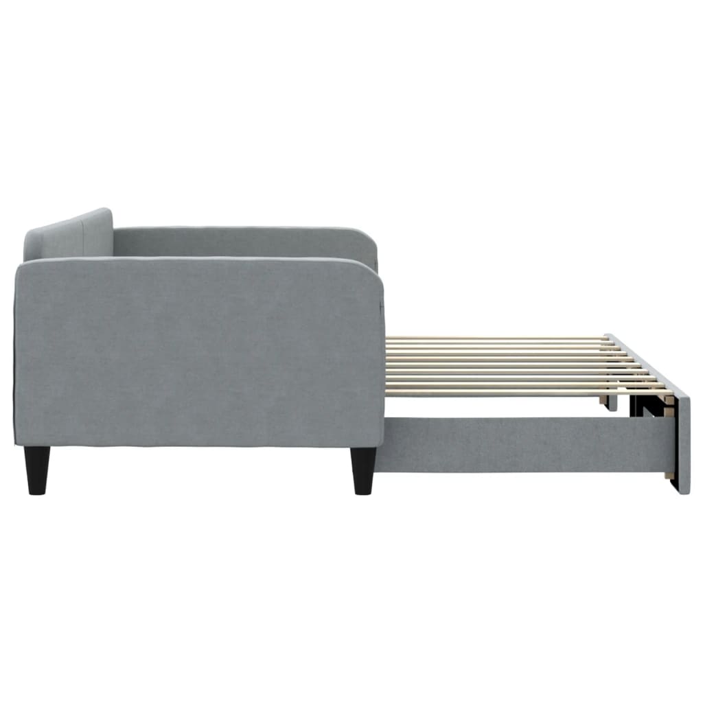 vidaXL Daybed with Trundle Light Gray 39.4"x74.8" Fabric-2
