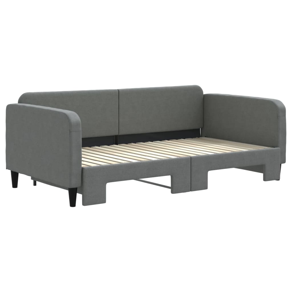 vidaXL Daybed with Trundle Dark Gray 39.4"x74.8" Fabric-1