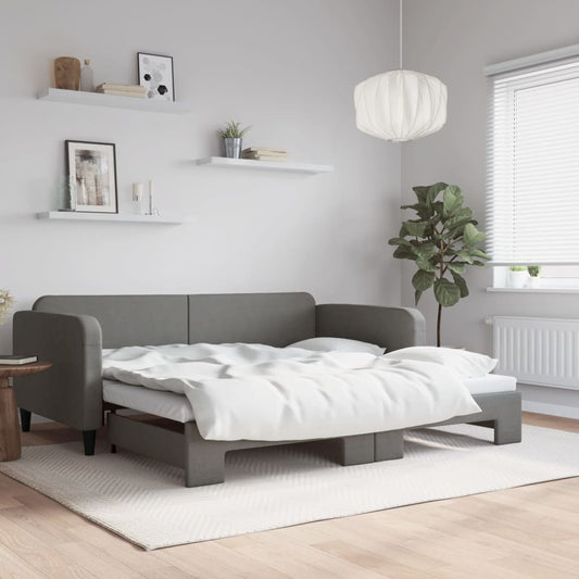 vidaXL Daybed with Trundle Dark Gray 39.4"x74.8" Fabric-0