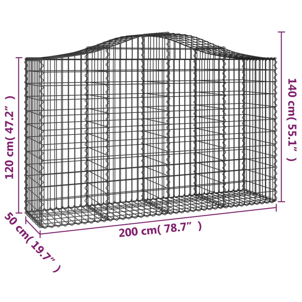 vidaXL Gabion Basket Arched Gabion Basket Planter for Flower Galvanized Iron-4