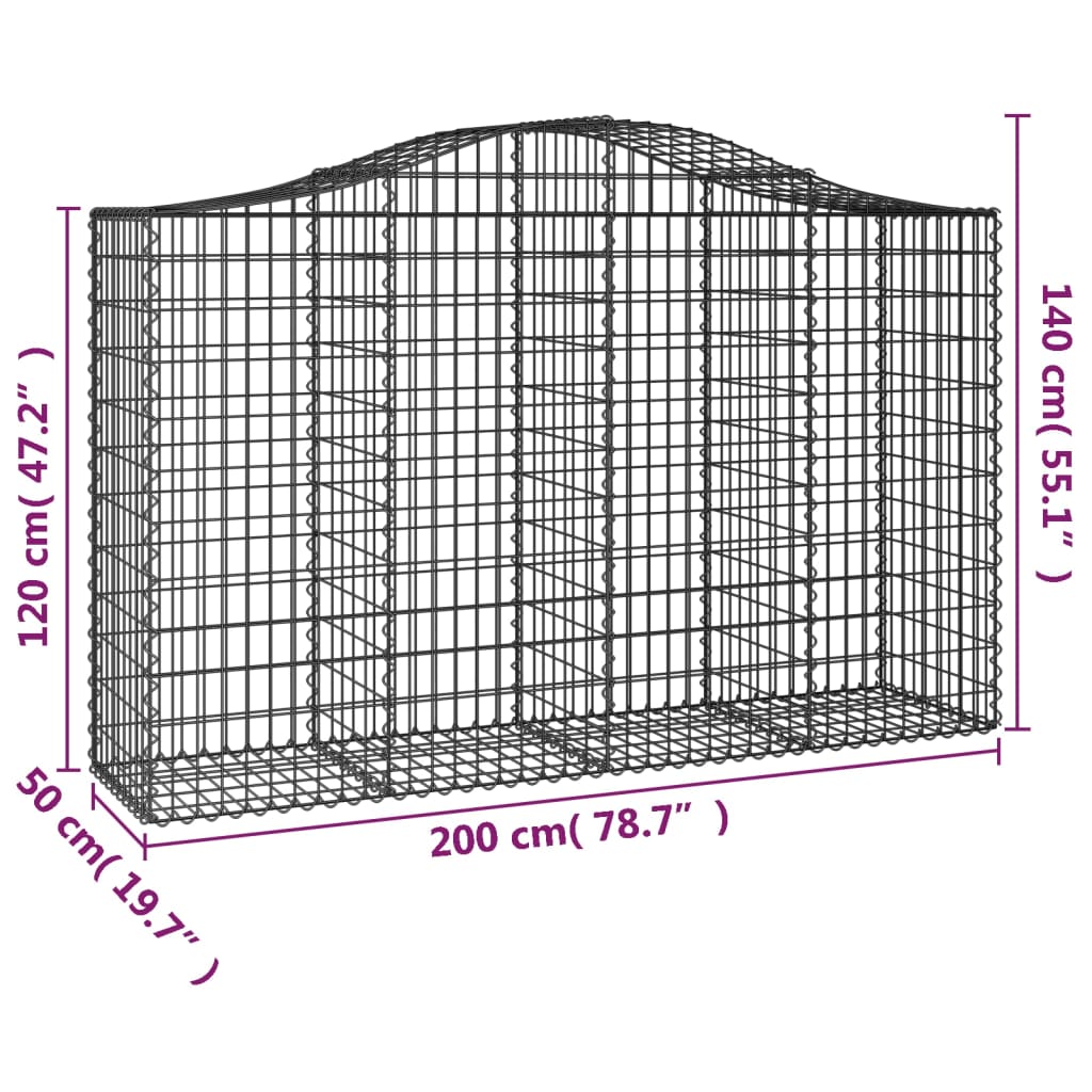 vidaXL Gabion Basket Arched Gabion Basket Planter for Flower Galvanized Iron-4