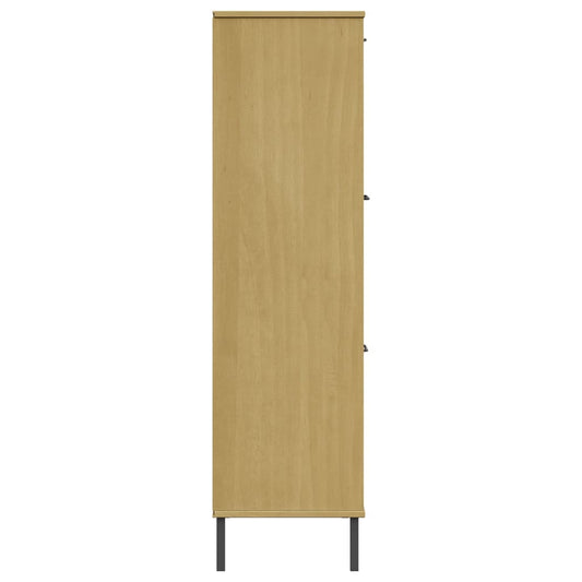 vidaXL Bookshelf Book Cabinet with Metal Legs Storage Cabinet OSLO Solid Wood-0
