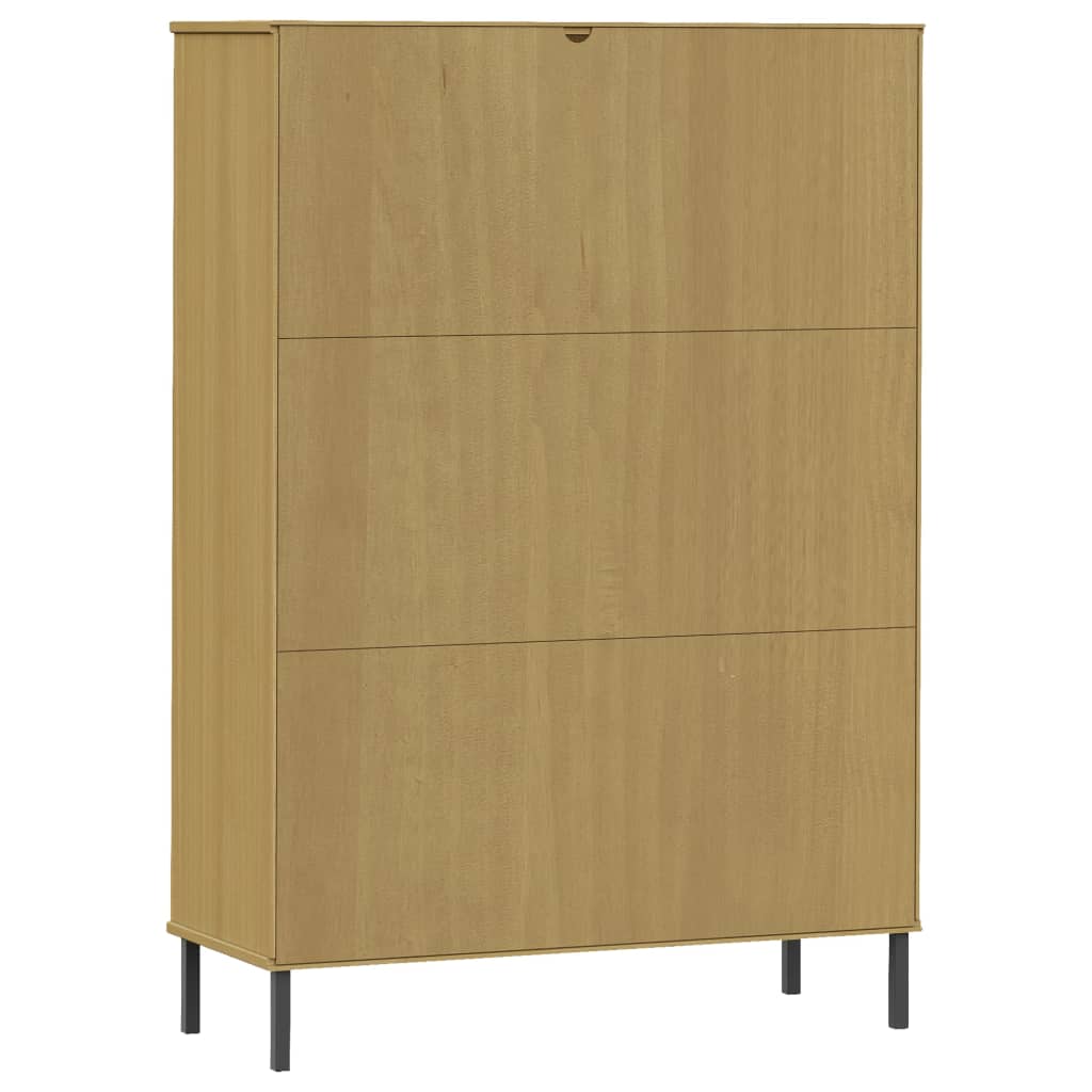 vidaXL Bookshelf Book Cabinet with Metal Legs Storage Cabinet OSLO Solid Wood-3