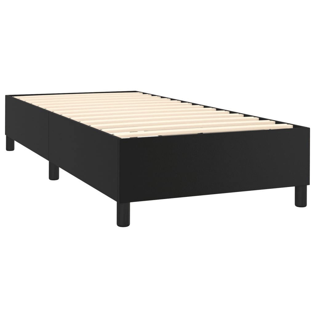 vidaXL Box Spring Bed with Mattress Black 39.4"x74.8" Twin Faux Leather-2