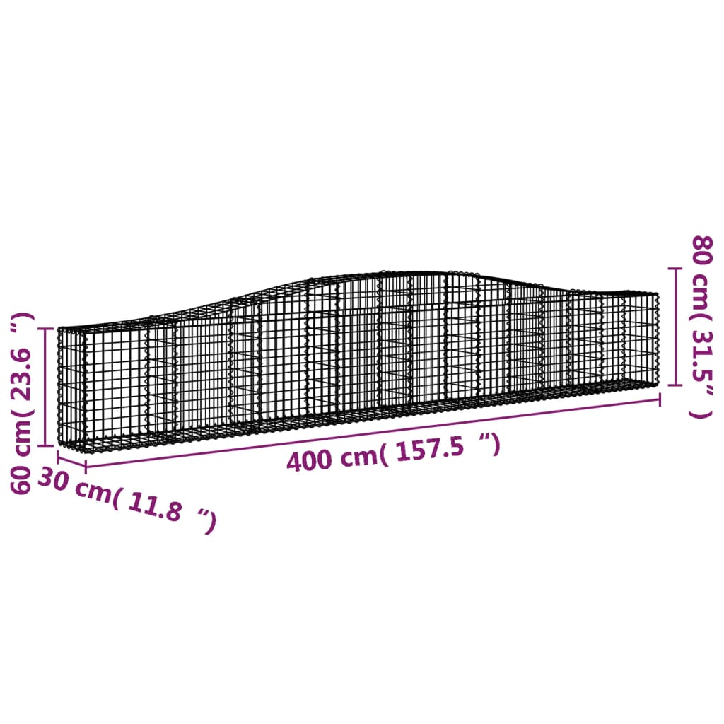 vidaXL Gabion Basket Arched Gabion Basket Planter for Flower Galvanized Iron-4