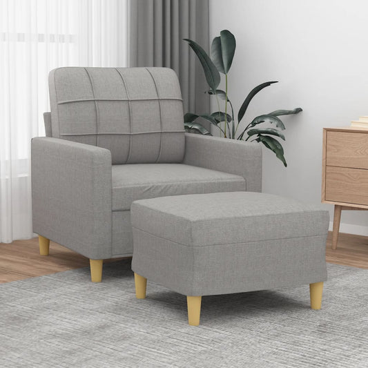 vidaXL Couch Upholstered Sofa with Footstool for Bedroom Living Room Fabric-10