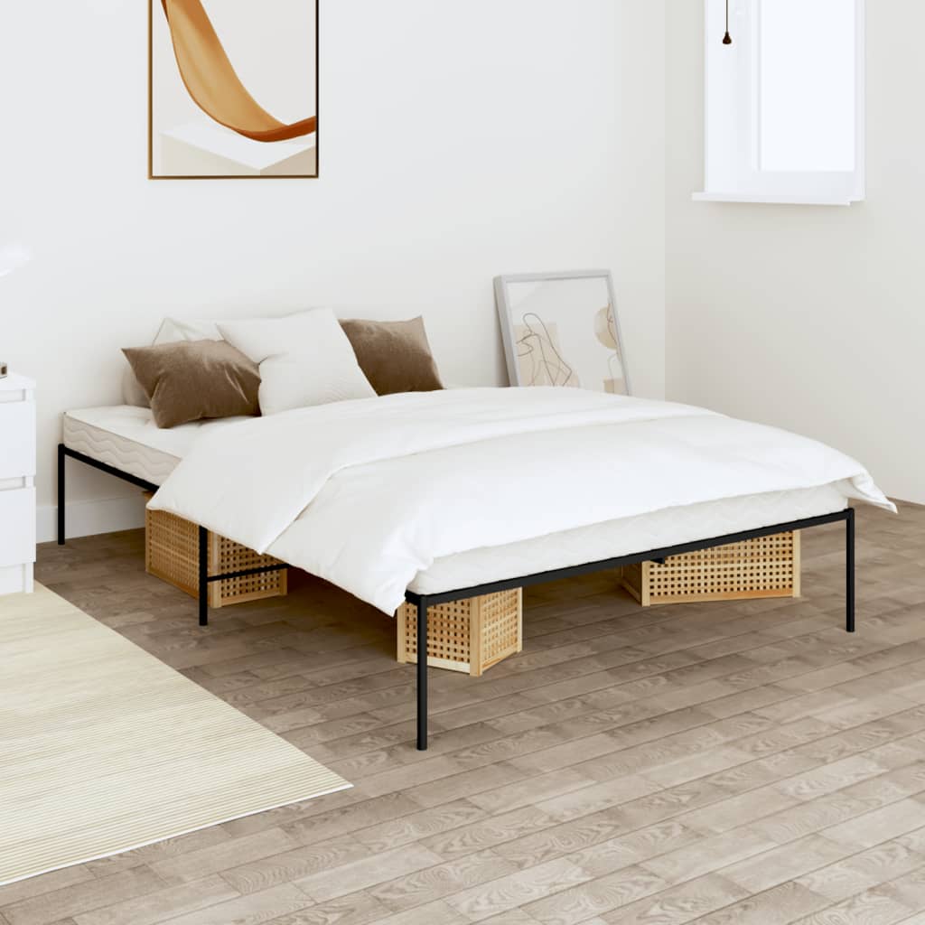 vidaXL Metal Bed Frame Black 53.1"x74.8"-0