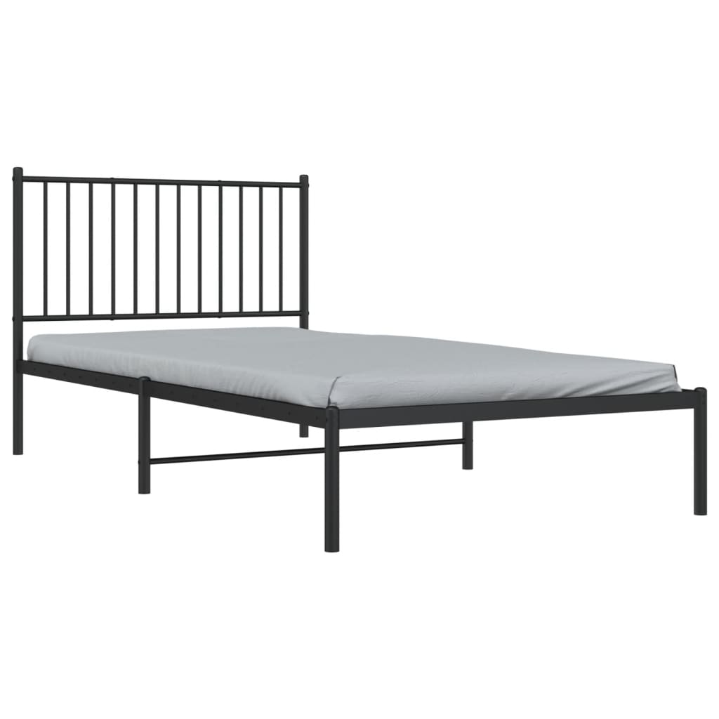 vidaXL Metal Bed Frame with Headboard Black 39.4"x78.7"-2