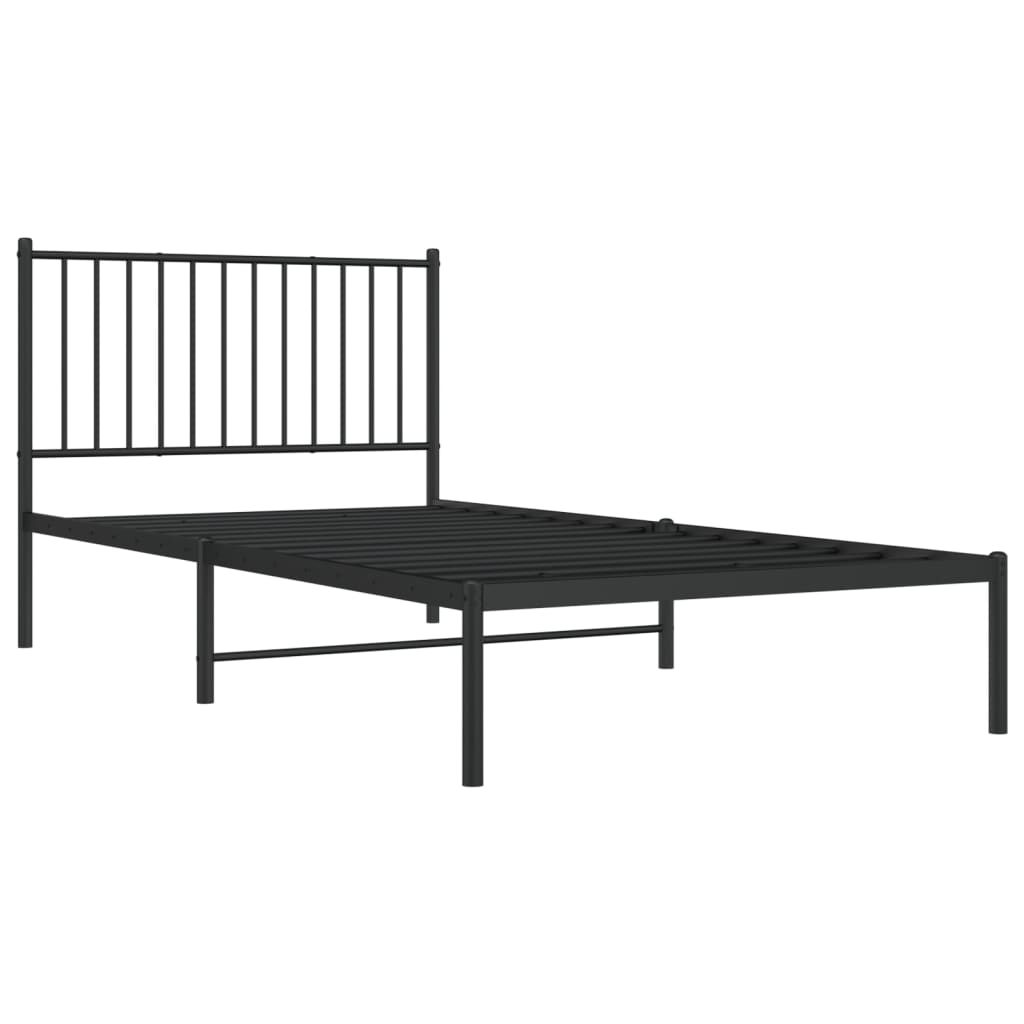 vidaXL Metal Bed Frame with Headboard Black 39.4"x78.7"-3