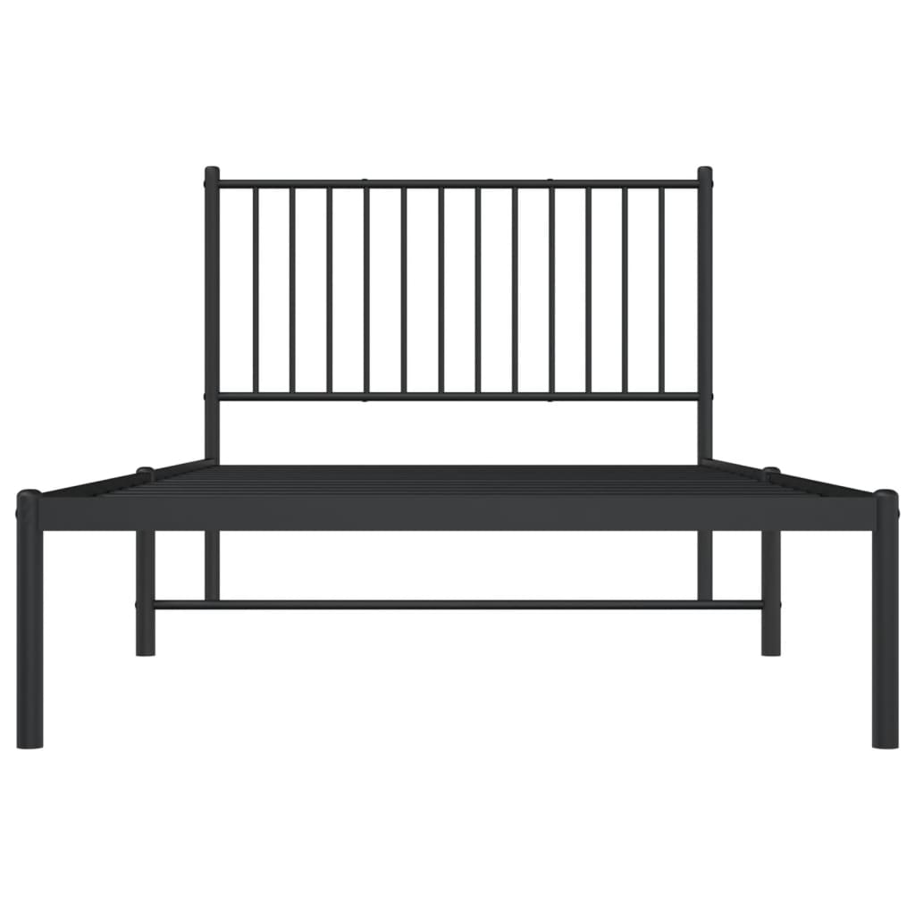 vidaXL Metal Bed Frame with Headboard Black 39.4"x78.7"-4