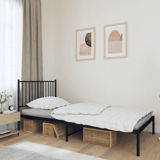 vidaXL Metal Bed Frame with Headboard Black 39.4"x78.7"-0