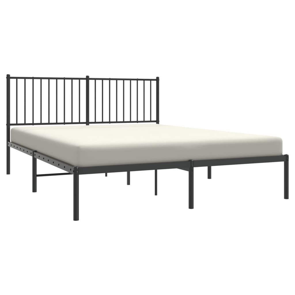 vidaXL Metal Bed Frame with Headboard Black 59.8"x78.7"-1