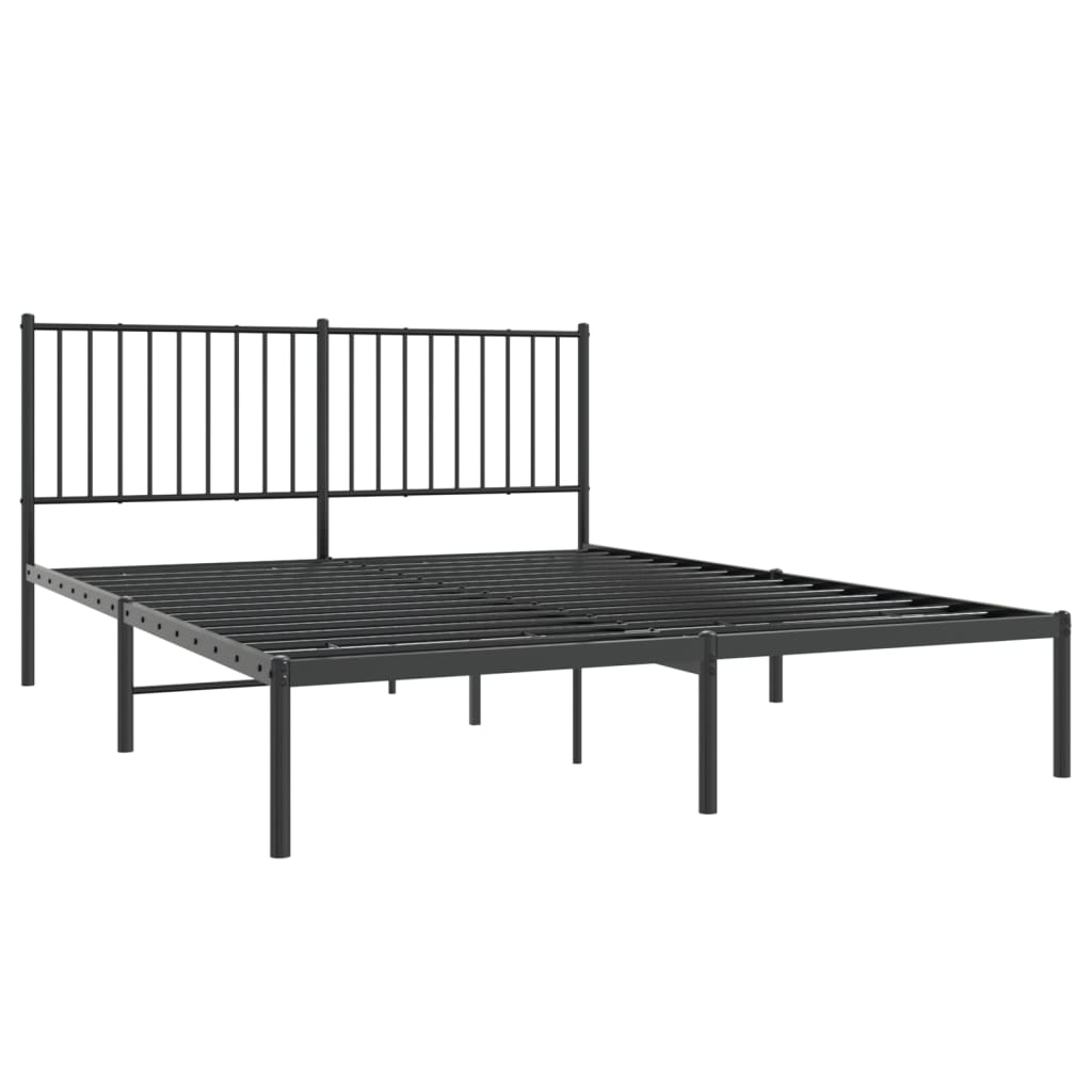 vidaXL Metal Bed Frame with Headboard Black 59.8"x78.7"-2