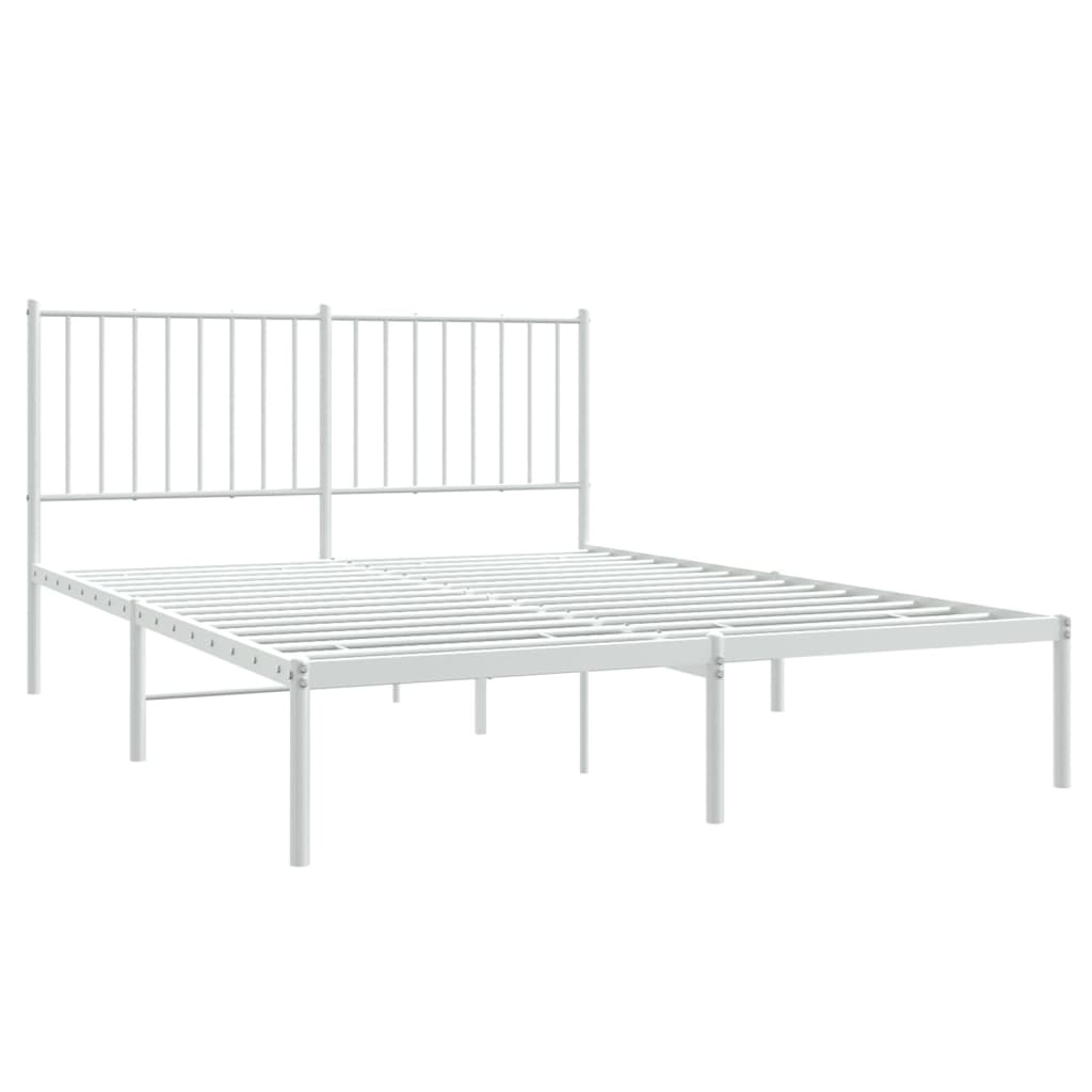 vidaXL Metal Bed Frame with Headboard White 53.9"x74.8" Full-3