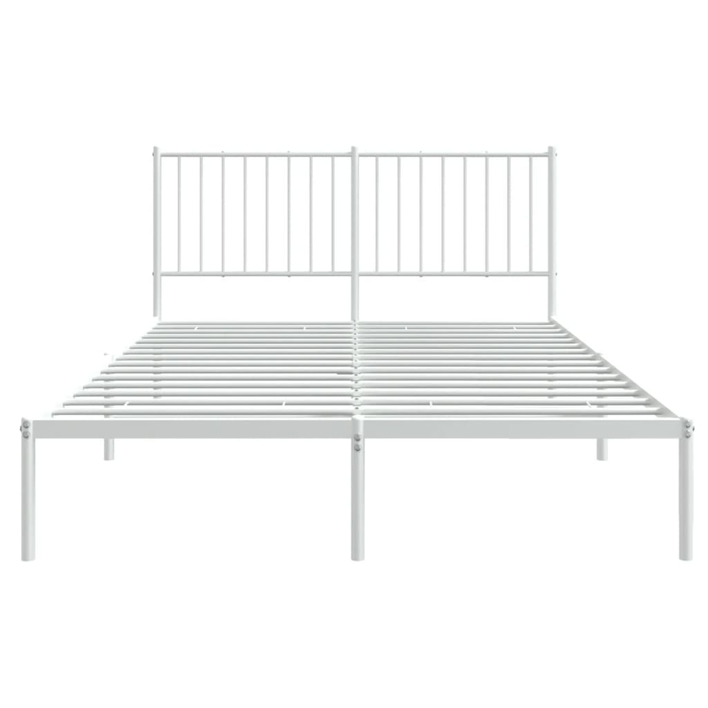vidaXL Metal Bed Frame with Headboard White 53.9"x74.8" Full-4