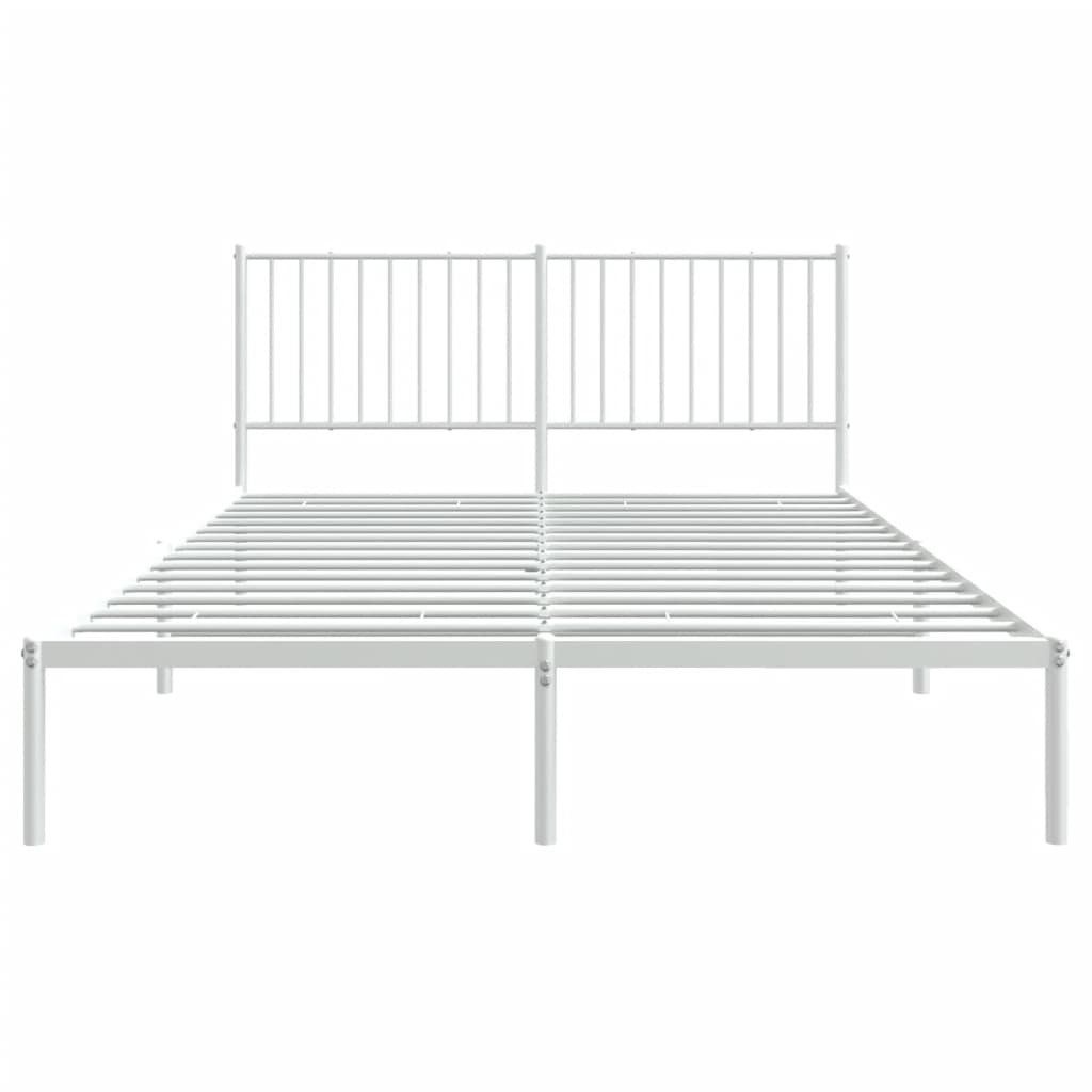 vidaXL Metal Bed Frame with Headboard White 59.8"x78.7"-4