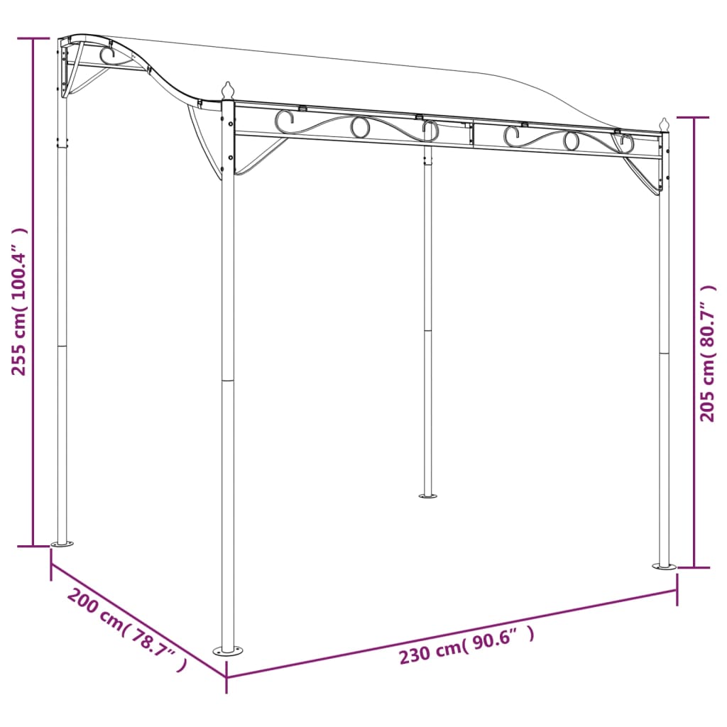 vidaXL Canopy Cream 6.6'x7.5' 0.6 oz/ft² Fabric and Steel-4